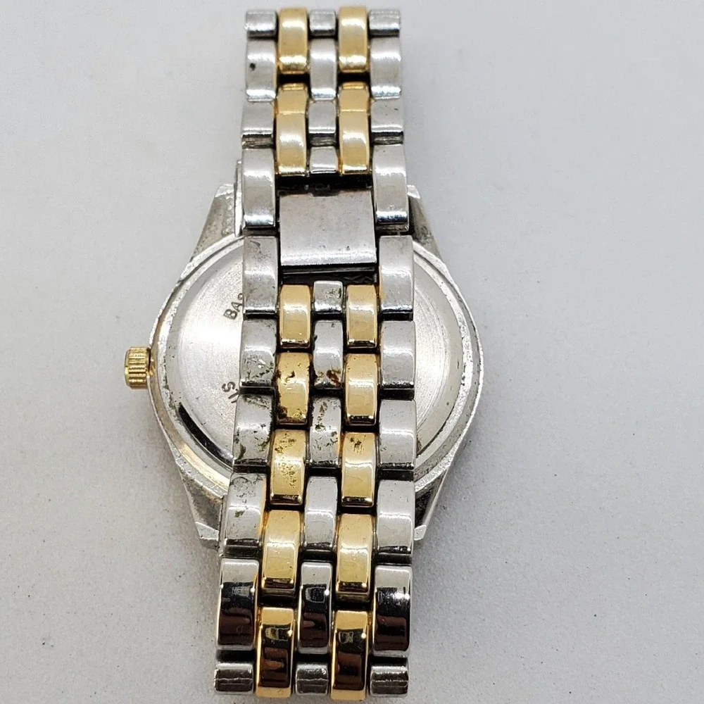 Women's Watch 35MM Crystal Bezel White Dial Gold Gray Bracelet 6